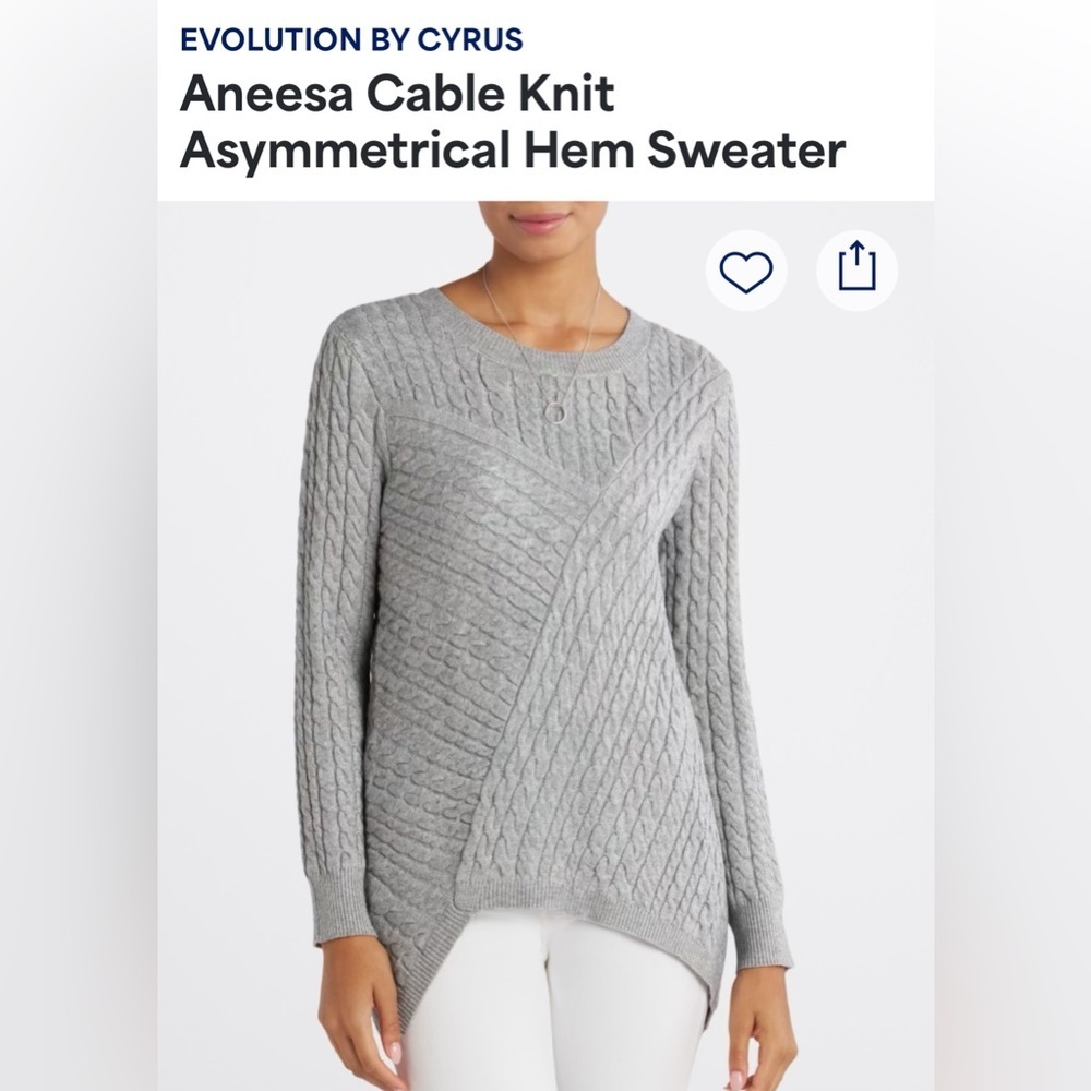 Grey Evolution by Cyrus Aneesa asymmetrical hem sweater.  Women’s size Medium - Picture 5 of 13